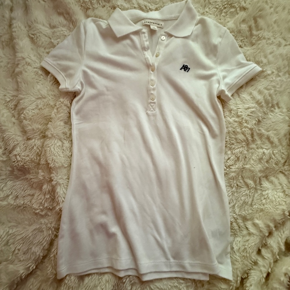 NWOT- Aeropostale White Polo Shirt- M